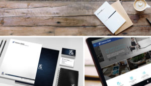 21st Century Bank logo usage on journal, letterhead and business cards, and website
