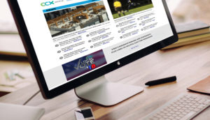 Mockup of CCX Media website on desktop