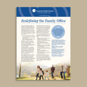 An image of a Family Office Newsletter from Transcend Wealth Partners