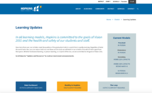 Hopkins Learning Updates website