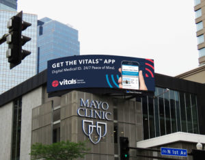 vitals billboard above Mayo Clinic