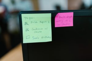 sticky notes on computer to do list