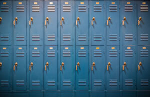 Rows of blue lockers