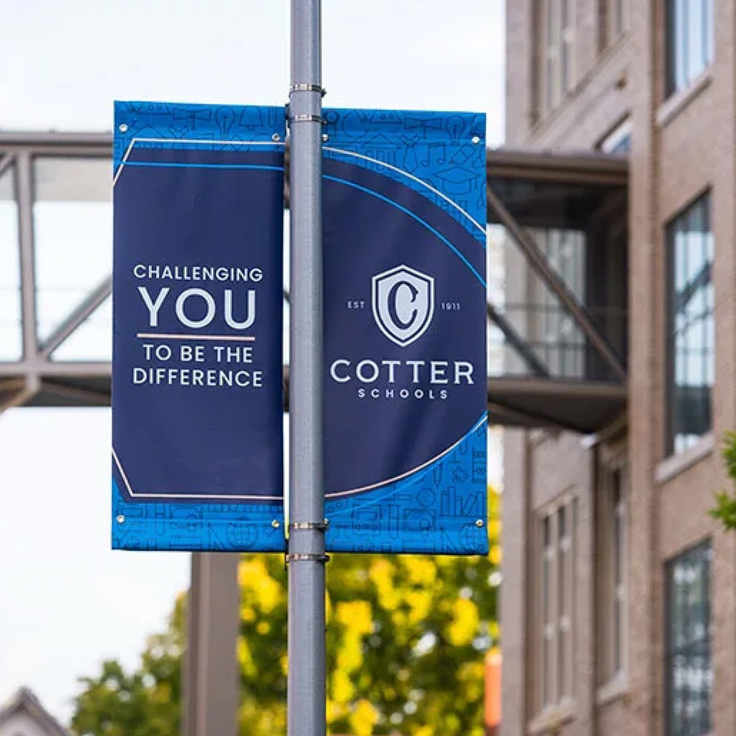 Cotter Schools lamp post banners