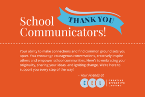 School Communicators: Your ability to make connections and find common ground sets you apart. you encourage courageous conversations, creatively inspire others and empower school communities. here's to embracing your originality, sharing your ideas, and igniting change. we're here to support you every step of the way!
