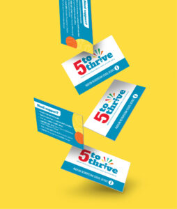 cards to hand out for 5 to thrive mental health awareness campaign