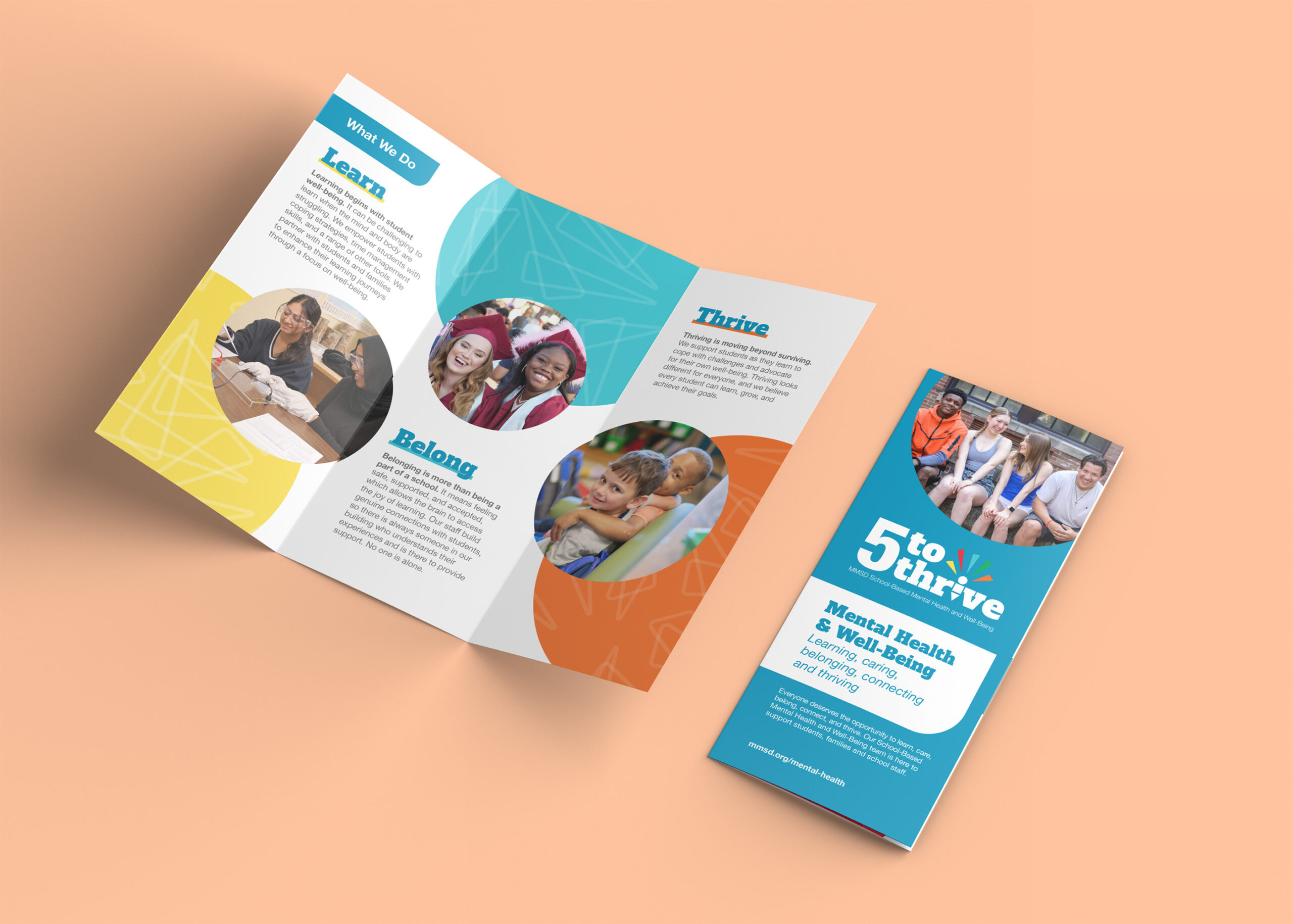 trifold brochure for 5 to thrive MMSD mental health campaign