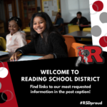 Reading School District social media graphic template with photo and text sections